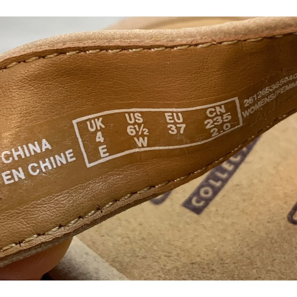 Clarks Women's Arla Wedge Sandals Tan Beige Triple Strap 6.5 W Comfort Shoes